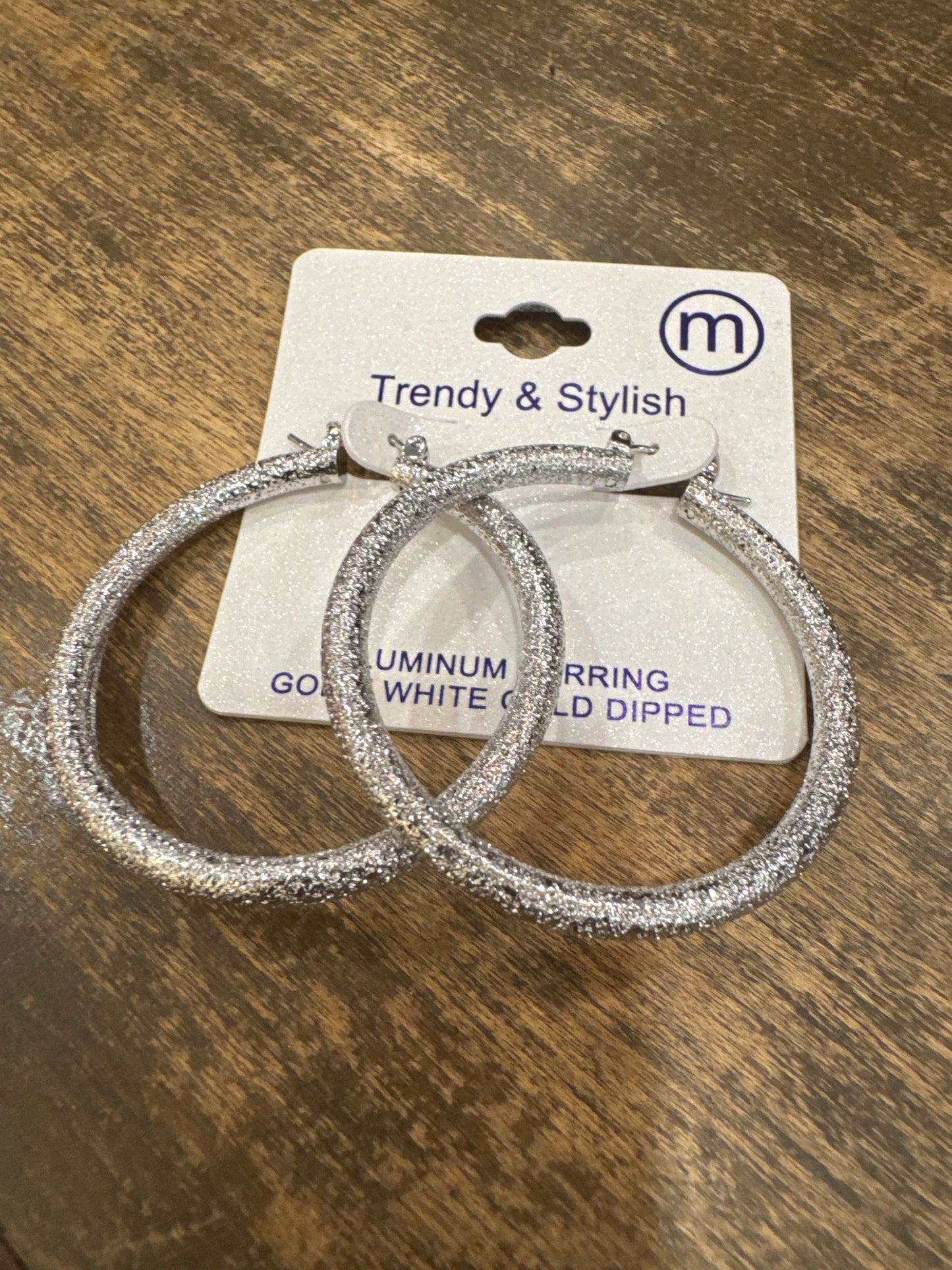 Sparkly Silver Hoops