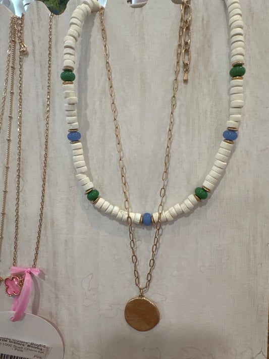 Layered Bead Chain Disc Coin Charm