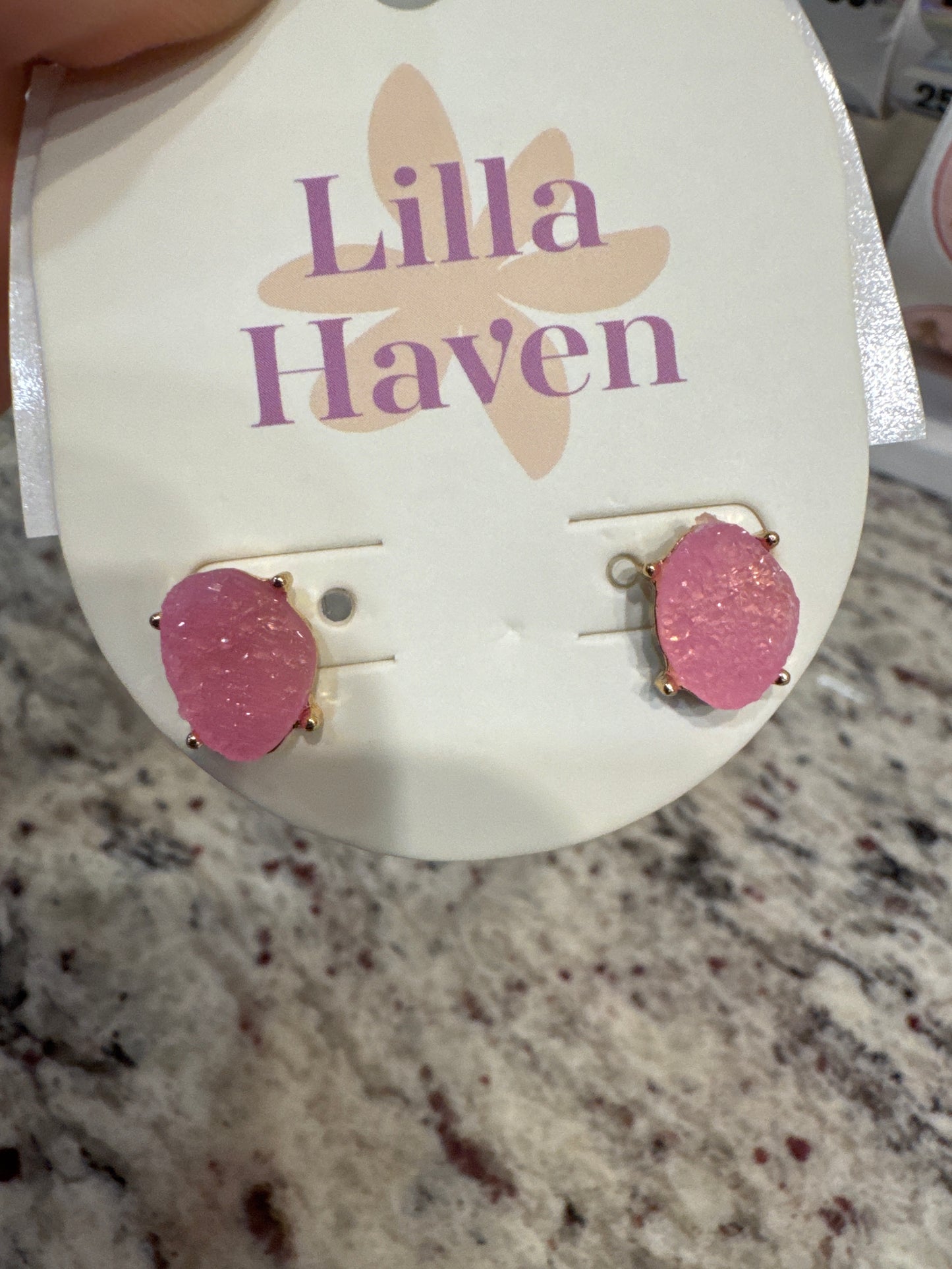 Organic Shaped Druzy Stone Stud Earrings