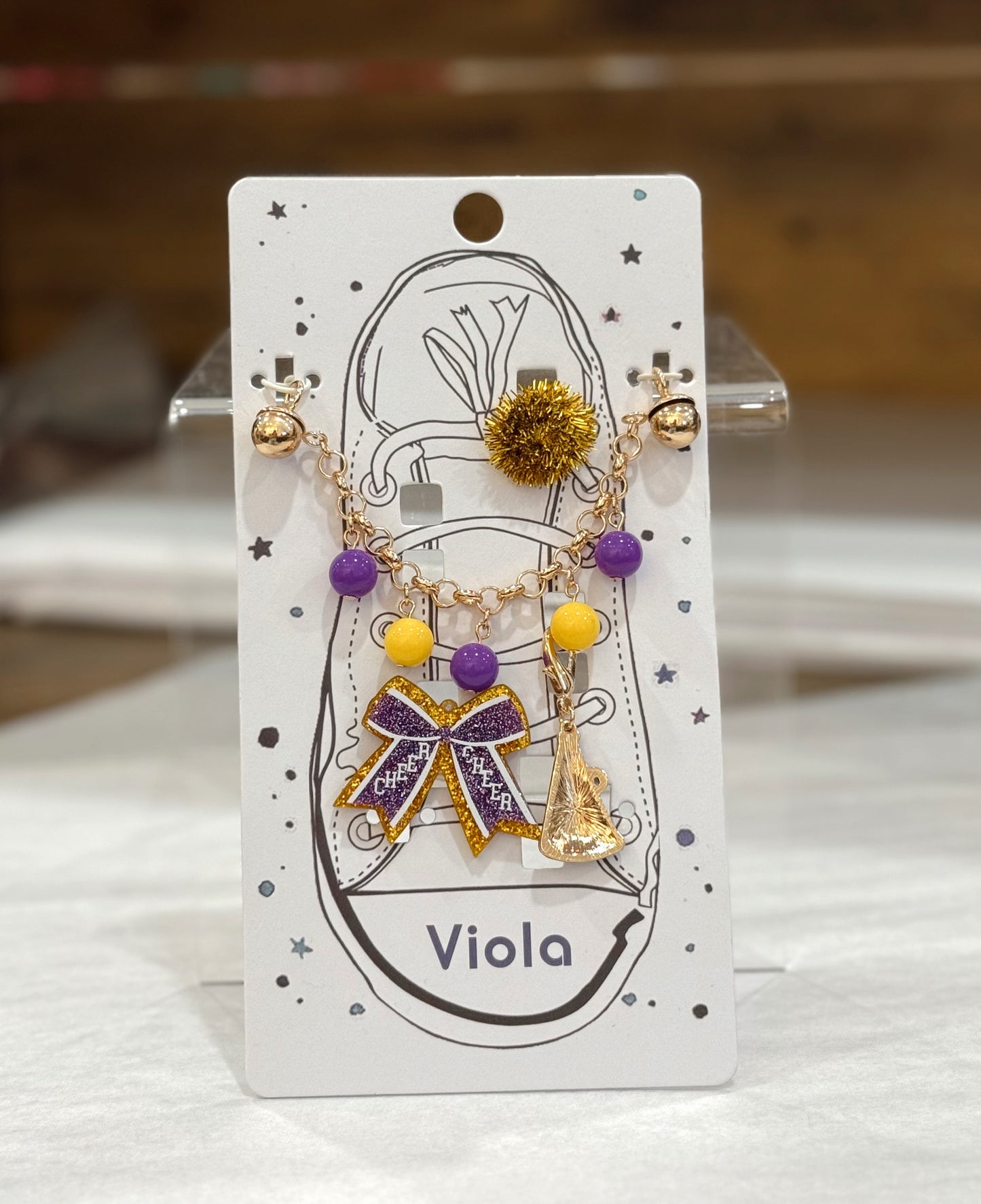 Gameday Shoe Charms Purple and Yellow
