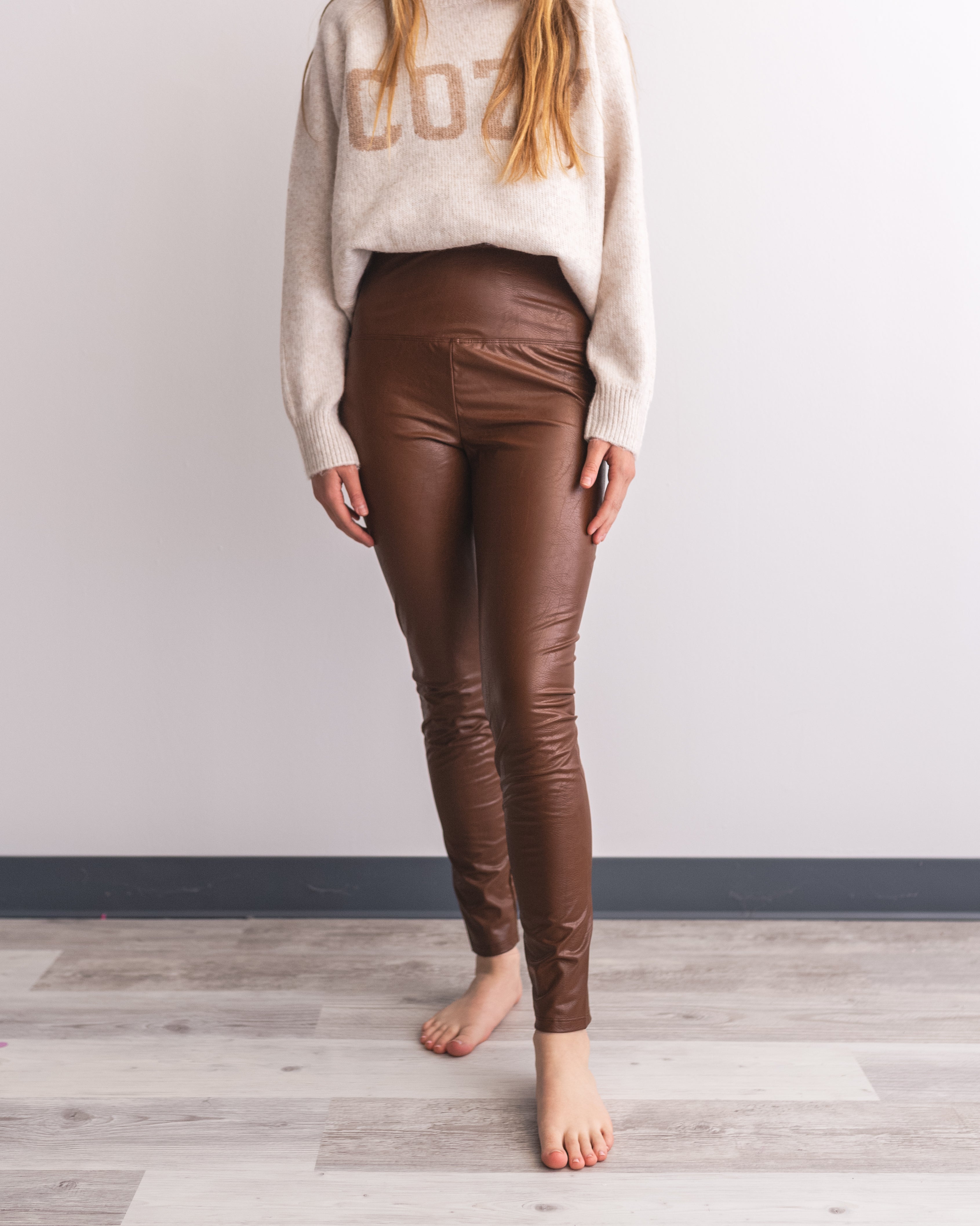 No Bad Angles Whiskey Textured Leather Leggings – Favorite