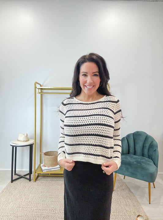 Kit Stripe Crochet Sweater