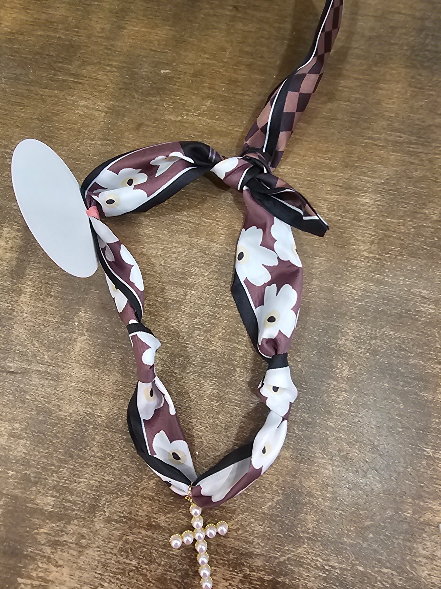 Pearl Cross Scarf Necklace Virtue