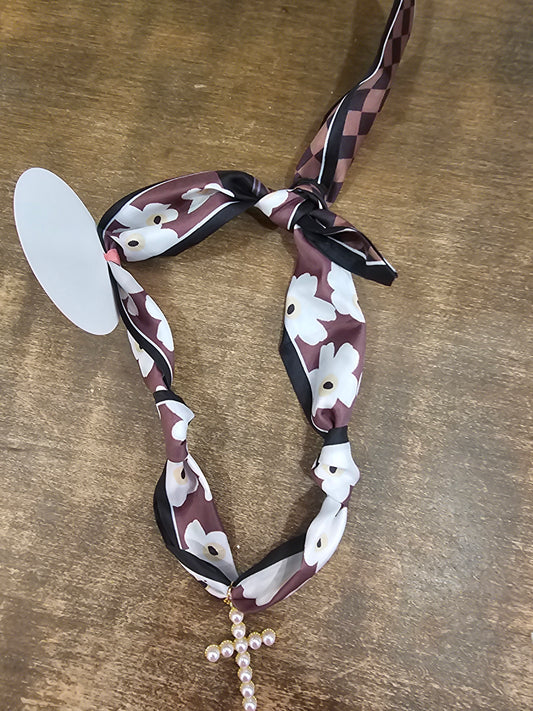 Pearl Cross Scarf Necklace Virtue