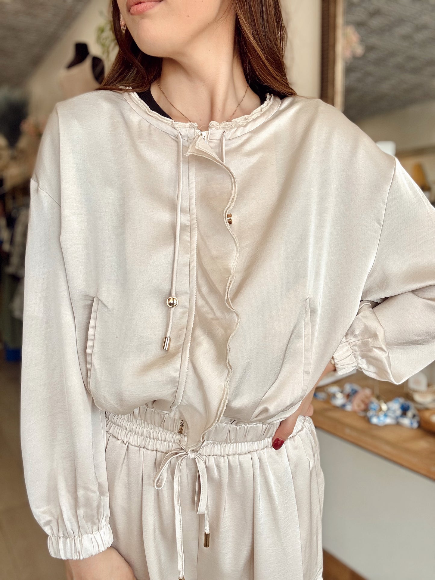 Satin Ruffle Jacket