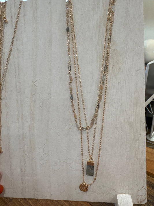 Dainty Chain Layered Rectangle Stone