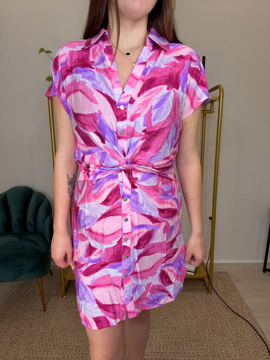 Pink Poema Ladies Woven Dress