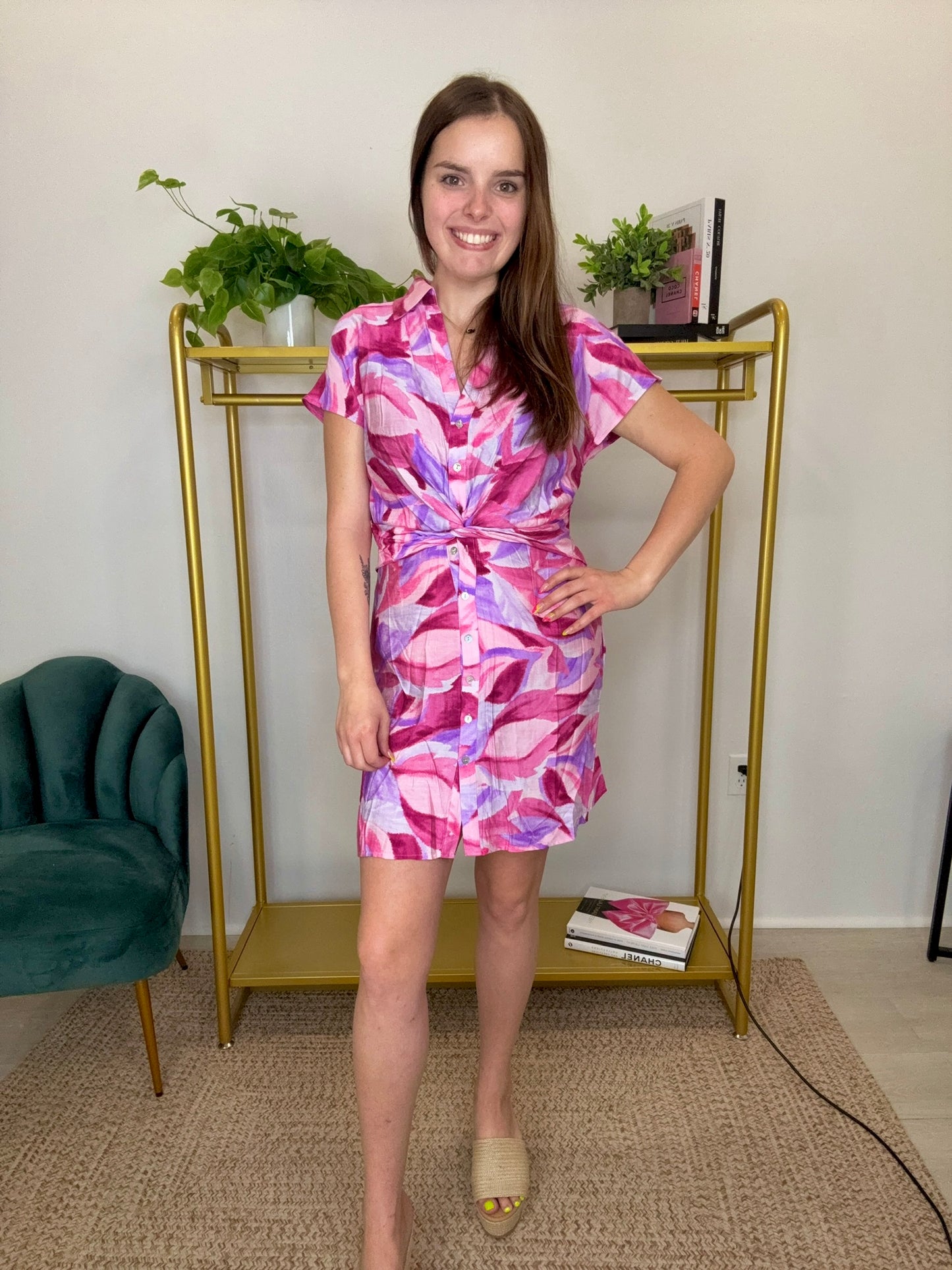 Pink Poema Ladies Woven Dress