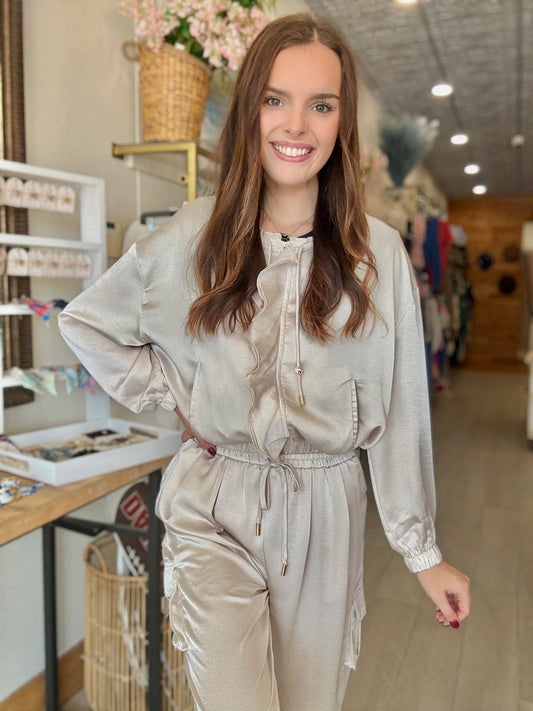 Satin Ruffle Jacket