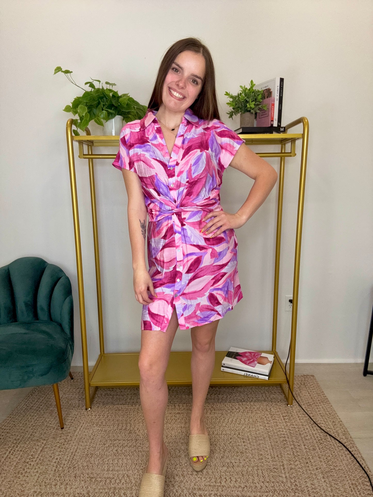 Pink Poema Ladies Woven Dress