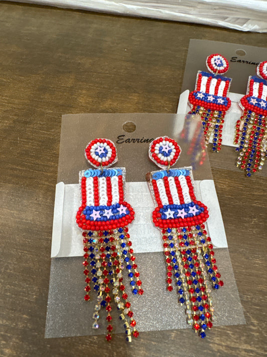 USA Uncle Sam Beaded Earrings