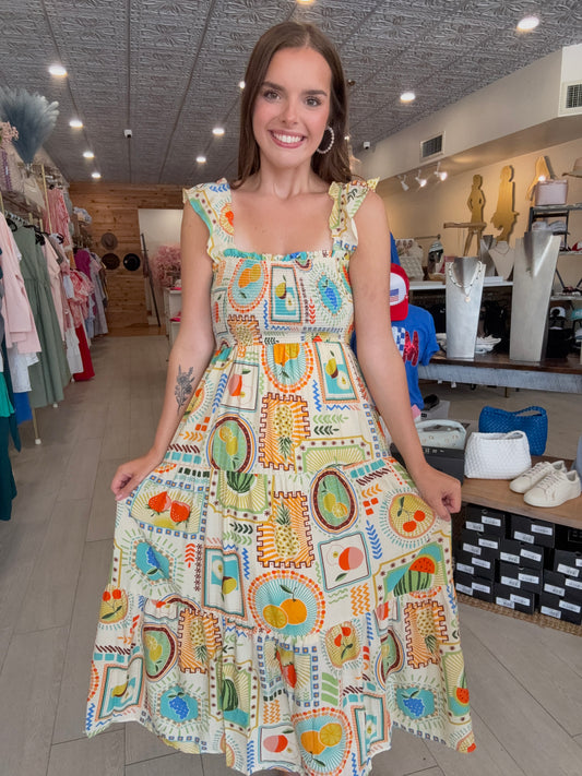 Fruit Print Midi