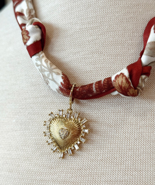 Lillie Scarf Charm Necklace - Rust