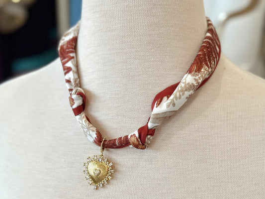 Lillie Scarf Charm Necklace - Rust