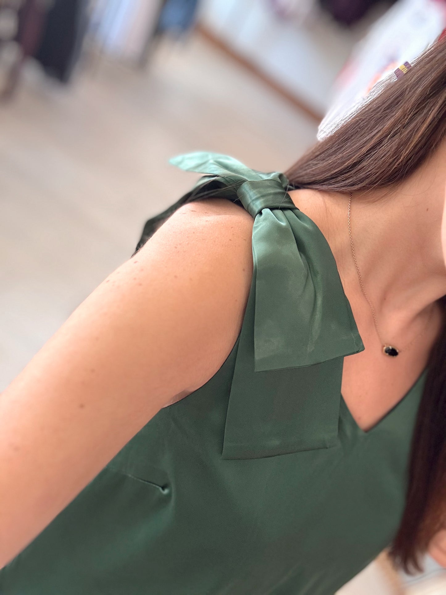 Evergreen Satin Mini Dress