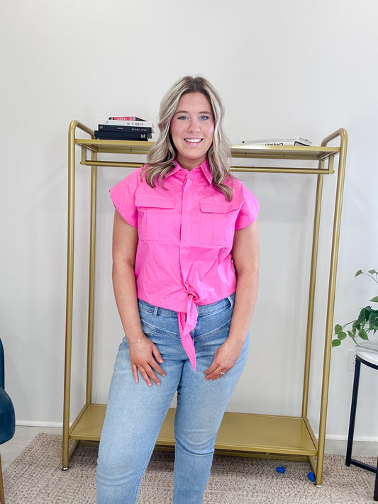 Hot pink Button Up