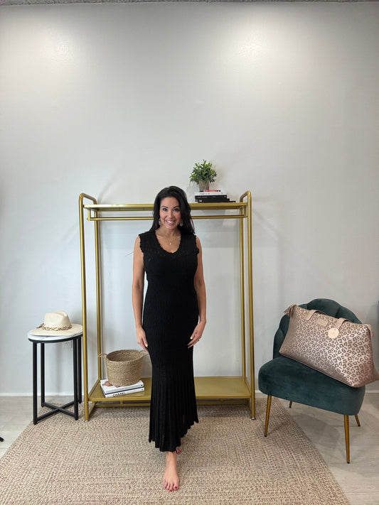Marsella Crochet Midi Dress Black