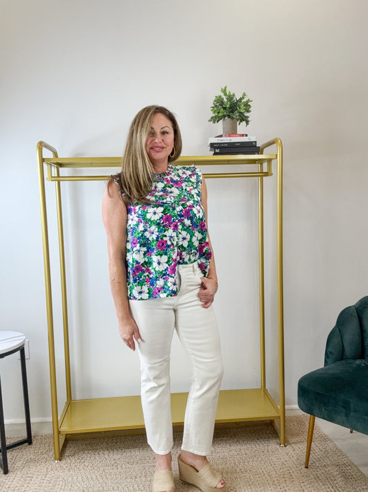Floral Print Sleeveless Top