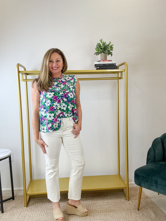 Floral Print Sleeveless Top