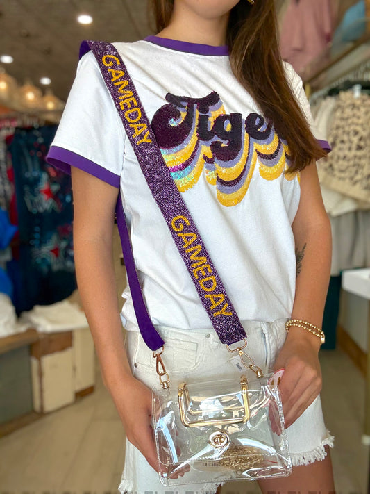 Clear purse w/gold accents - gameday