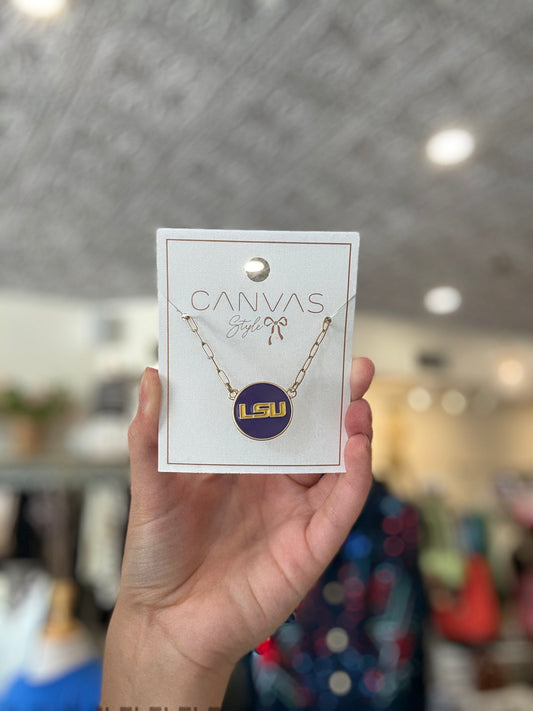 LSU Tigers Disc Pendant Necklace
