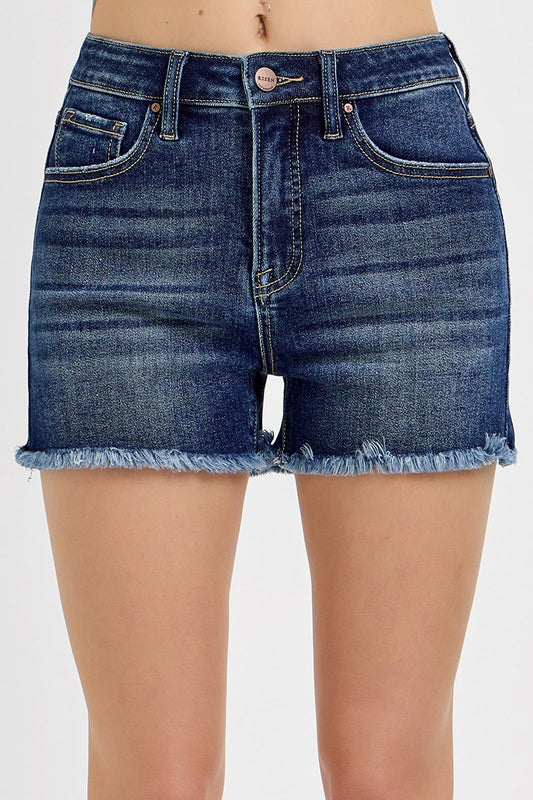 Tummy Control High Rise Fray Hem Shorts