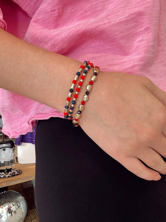 Spirit Beaded Bracelet Set - Navy/Red