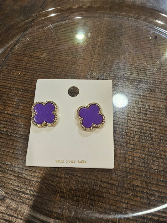 Purple Clover Earrings