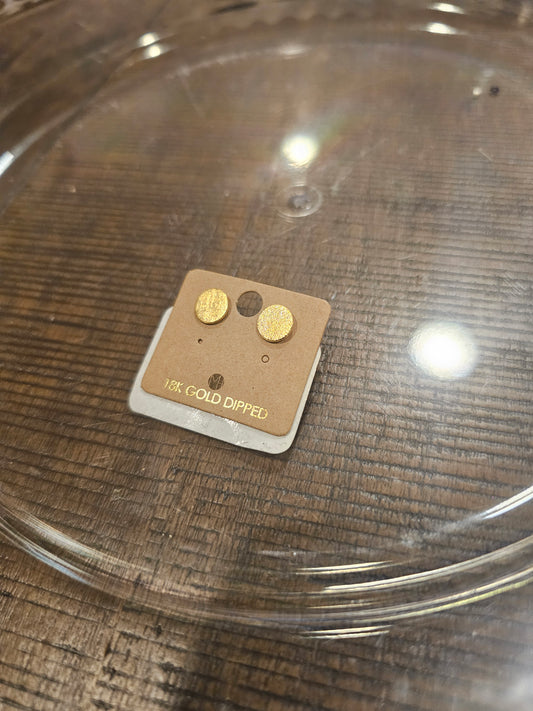 Gold Stud Round Earrings